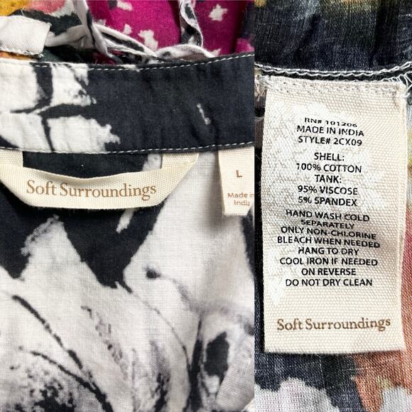 Soft Surroundings Champs De Fleur Floral Shirt Blouse L Button Down - Picture 11 of 16